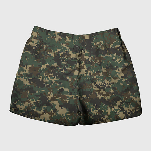 Женские шорты Зелено - коричневый камуфляж / 3D-принт – фото 2