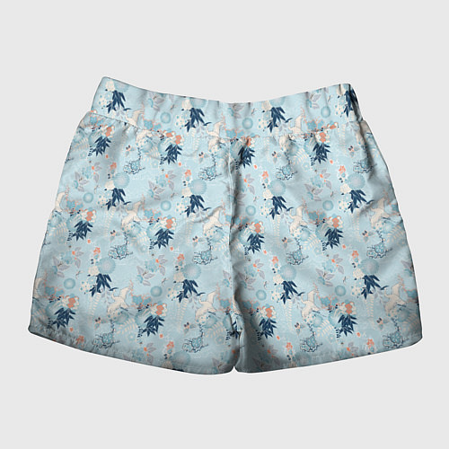 Женские шорты Японский паттерн с журавлем / 3D-принт – фото 2