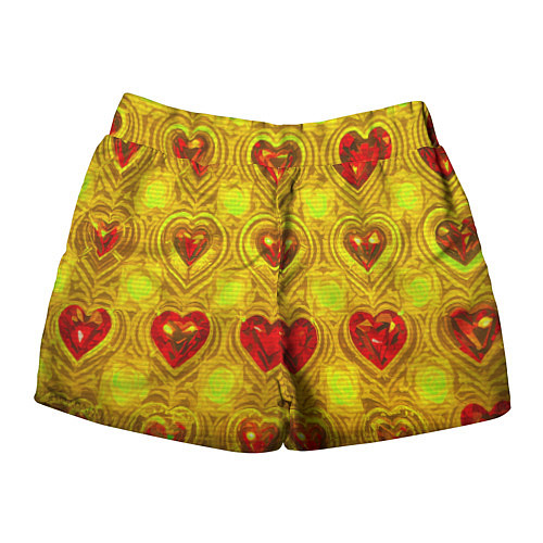 Женские шорты Узор рубиновые сердца / 3D-принт – фото 2