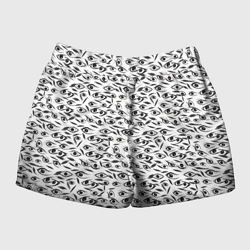 Женские шорты Море глаз на белом фоне / 3D-принт – фото 2