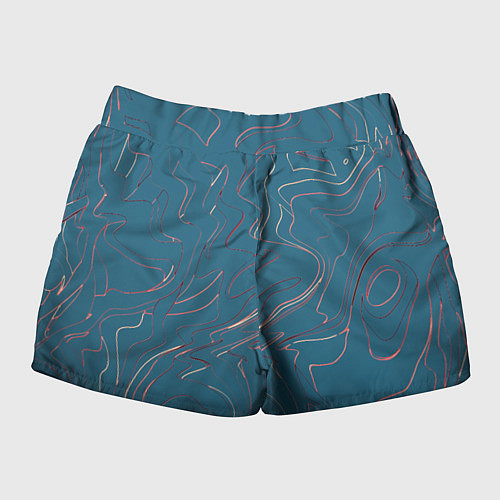 Женские шорты Бирюзовый линии абстракция / 3D-принт – фото 2