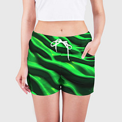 Шорты женские Зелено-черный абстрактный фон, цвет: 3D-принт — фото 2