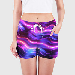 Шорты женские Неоновые волны, цвет: 3D-принт — фото 2