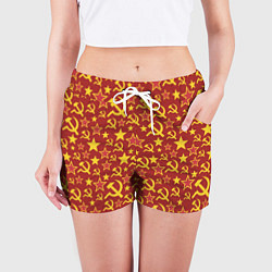 Шорты женские СССР Серп и Молот, цвет: 3D-принт — фото 2