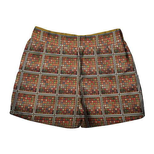 Женские шорты Разноцветные мозаичные кубы / 3D-принт – фото 2
