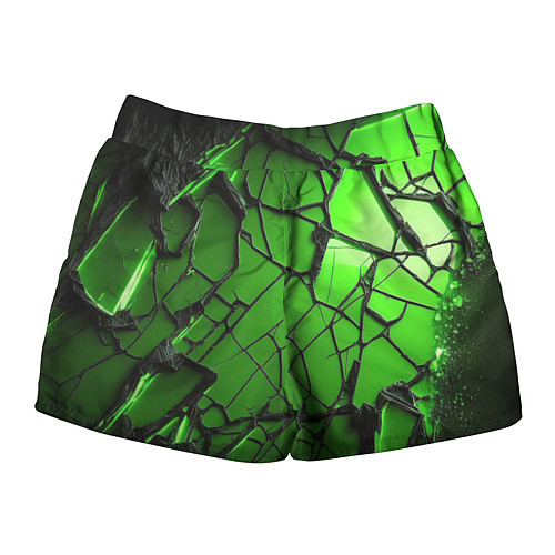 Женские шорты Зеленое треснутое стекло / 3D-принт – фото 2