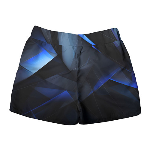 Женские шорты Черная и голубая текстура / 3D-принт – фото 2