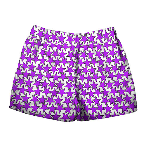 Женские шорты Ретро звёзды фиолетовые / 3D-принт – фото 2