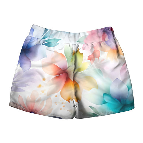 Женские шорты Акварельный цветочный принт / 3D-принт – фото 2