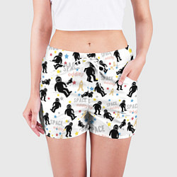 Шорты женские Космическое приключение паттерн, цвет: 3D-принт — фото 2