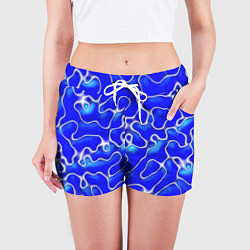 Шорты женские Синий волнистый рисунок, цвет: 3D-принт — фото 2