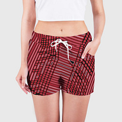 Шорты женские Красная кибер паутина, цвет: 3D-принт — фото 2