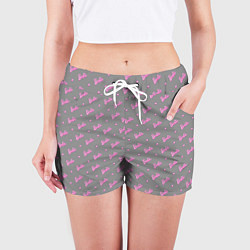 Шорты женские Паттерн - Барби и серый фон, цвет: 3D-принт — фото 2