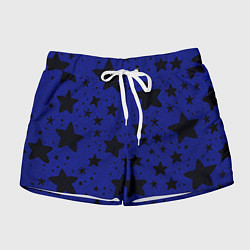 Шорты женские Большие звезды синий, цвет: 3D-принт