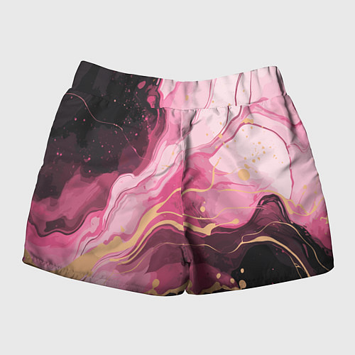 Женские шорты Абстрактный черно-розовый мраморный узор / 3D-принт – фото 2