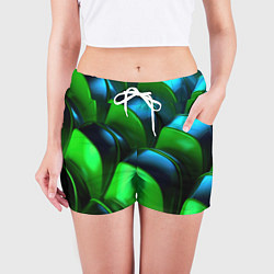 Шорты женские Зеленые абстрактные элементы, цвет: 3D-принт — фото 2