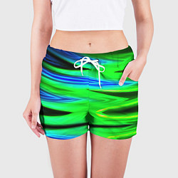 Шорты женские Green blut geometry, цвет: 3D-принт — фото 2