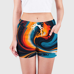 Шорты женские Жидкая стихия огонь и вода, цвет: 3D-принт — фото 2