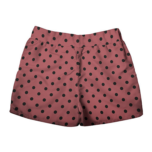 Женские шорты Чёрный горошек на тёмно-розовом / 3D-принт – фото 2