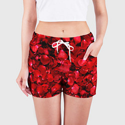 Шорты женские Лепестки алых роз, цвет: 3D-принт — фото 2