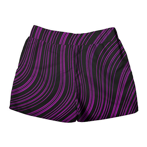 Женские шорты Абстракция фиолетовые линии / 3D-принт – фото 2