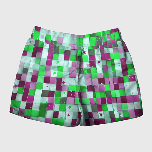 Женские шорты Ретро Квадраты / 3D-принт – фото 2