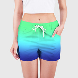Шорты женские Градиент зелёно-синий, цвет: 3D-принт — фото 2