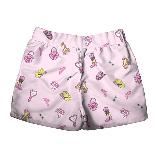Женские шорты Барби аксессуары - розовый паттерн / 3D-принт – фото 2