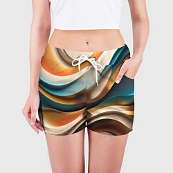 Шорты женские Волнистая объёмная текстура - нейросеть, цвет: 3D-принт — фото 2