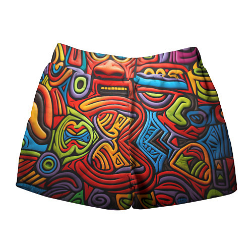 Женские шорты Разноцветный узор в стиле абстракционизм / 3D-принт – фото 2