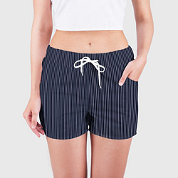 Шорты женские Тёмно-синий в тонкую полоску, цвет: 3D-принт — фото 2