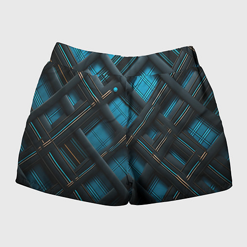 Женские шорты Тёмно-синяя диагональная клетка / 3D-принт – фото 2