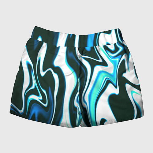 Женские шорты Абстракция искажение белое с зелёным / 3D-принт – фото 2
