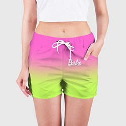 Шорты женские Барби: градиент розовый и ярко-зеленый, цвет: 3D-принт — фото 2