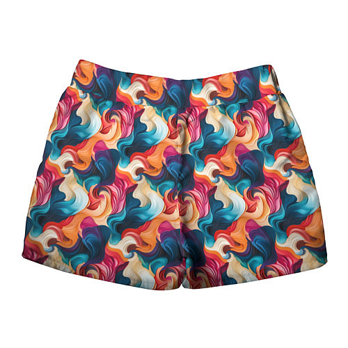 Женские шорты Паттерн абстрактные разноцветные волны / 3D-принт – фото 2