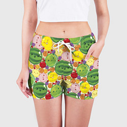 Шорты женские Suika game паттерн, цвет: 3D-принт — фото 2