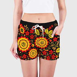 Шорты женские Хохлома: осеннее изобилие, цвет: 3D-принт — фото 2