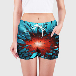Шорты женские Взрыв бирюзовых камней, цвет: 3D-принт — фото 2
