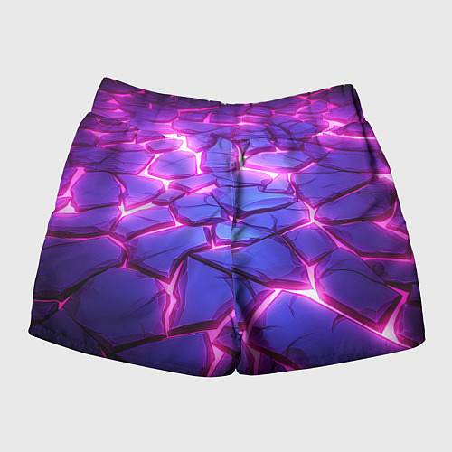 Женские шорты Неоновые фиолетовые камни со свечением / 3D-принт – фото 2