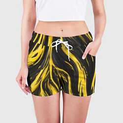 Шорты женские Жёлтая и чёрная краска, цвет: 3D-принт — фото 2