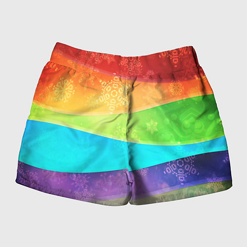 Женские шорты Абстрактный разноцветный волнистый фон со снежинка / 3D-принт – фото 2