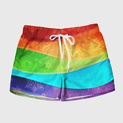 Женские шорты Абстрактный разноцветный волнистый фон со снежинка
