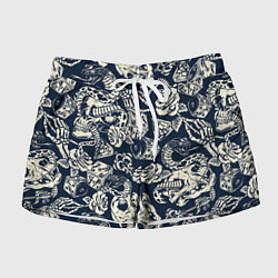 Шорты женские Dice and skull tattoo, цвет: 3D-принт