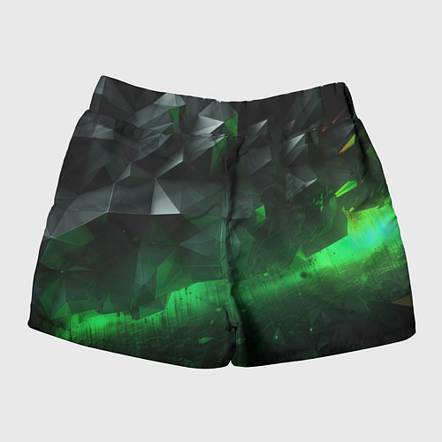 Женские шорты Асимметрия зеленого узора / 3D-принт – фото 2