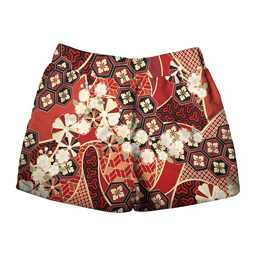 Женские шорты Японские хризантемы с сакурой / 3D-принт – фото 2