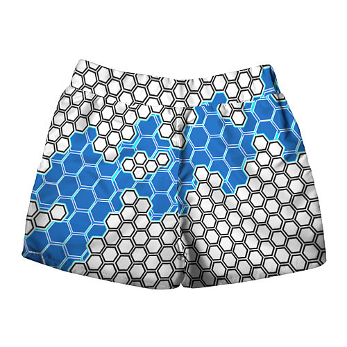 Женские шорты Синяя энерго-броня из шестиугольников / 3D-принт – фото 2