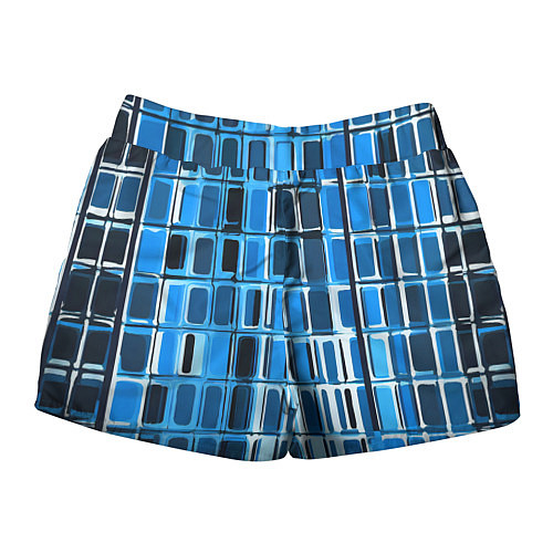 Женские шорты Синие прямоугольники / 3D-принт – фото 2