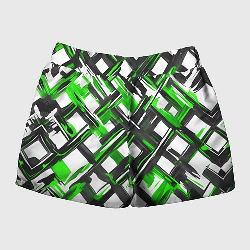 Женские шорты Зелёные и чёрные мазки / 3D-принт – фото 2