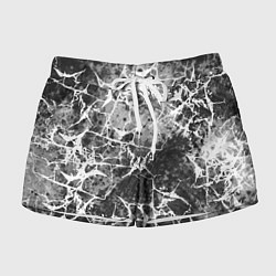 Женские шорты Абстракция - белые трещины на сером фоне
