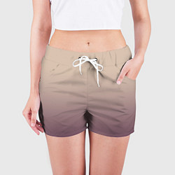 Шорты женские Градиент приглушённый бежевый и бордо, цвет: 3D-принт — фото 2